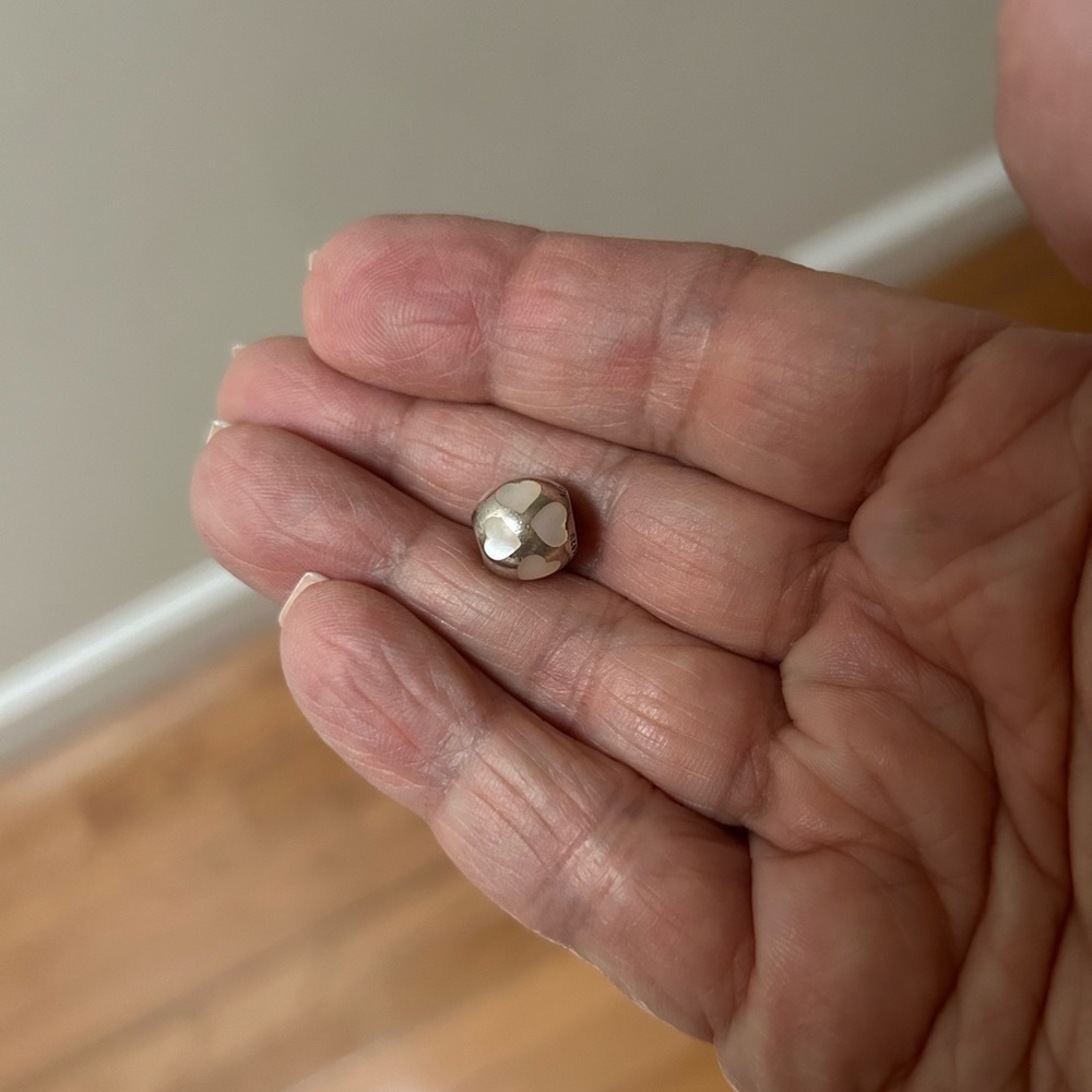 Pandora Silver Charm with White Hearts